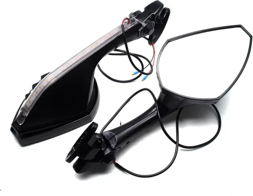 Vista 2 de MZS Espejos de motocicleta, LED Racing Espejo retrovisor de señal de giro dual ajustable compatible con Hayabusa ZX4R ZX6R ZX14R ZX10R ZX12R CBR500R