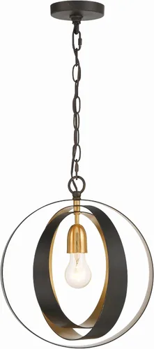Vista 2 de Crystorama Luna - Lámpara de araña inglesa de bronce y oro antiguo con una luz