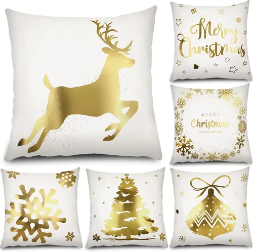 Vista 10 de Tatuo Juego de 6 fundas de almohada de Navidad de 18 x 18 pulgadas, fundas de almohada decorativas para Navidad, fundas de cojín para decoración