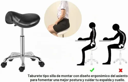 Vista 5 de Kaleurrier Taburete con ruedas para sillas de escritorio giratorias de cocina de salón