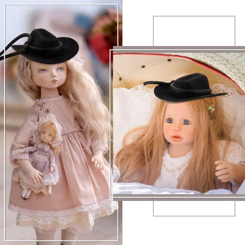 Vista 4 de Hercicy 24 sombreros de vaquero para manualidades, decoración de muñecas, sombreros de vaquera de 2 pulgadas, gorras occidentales en miniatura