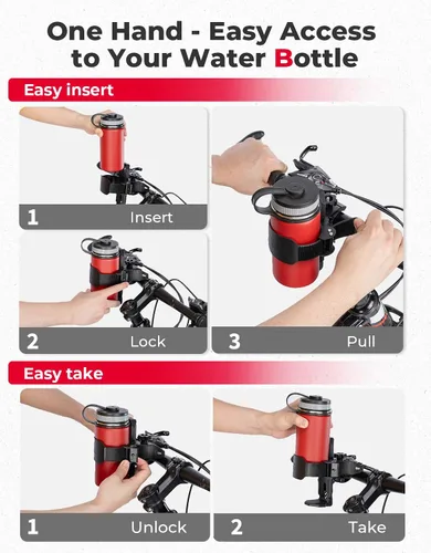 Vista 6 de KEMIMOTO Portavasos para bicicleta, soporte para botella de agua de hasta 28 onzas de capacidad para manillar de bicicleta, soporte para bebidas
