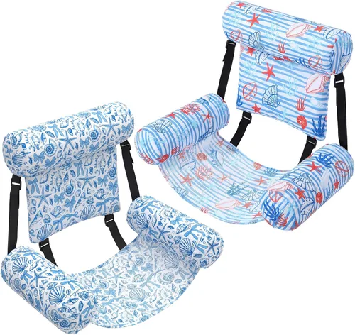 Vista 8 de Threehoney Paquete de 2 flotadores grandes para sillas de piscina para adultos, silla inflable de verano, silla flotante de agua, hamaca flotante