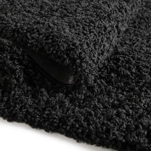 Vista 3 de Unique Loom Zuniga Solid Shag Collection alfombra moderna de felpa negra de área (7' 0 x 10' 0)