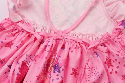Vista 5 de Vestido de disfraz para niñas, con dibujos animados, manga con volantes, traje de verano, fiesta de cumpleaños, juguete de regalo