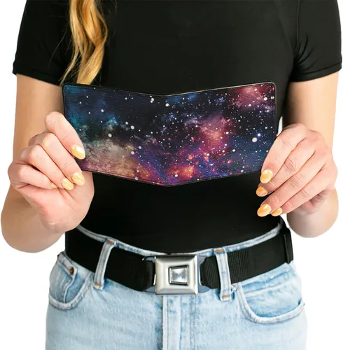Vista 6 de Buckle-Down Billetera plegable de PU para hombre, collage de polvo, multicolor, 4.0" x 3.5", Varios