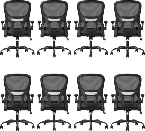Vista 9 de Soohow Silla de oficina, ergonómica de malla con soporte lumbar, cómoda silla de escritorio giratoria para computadora con reposabrazos abatibles