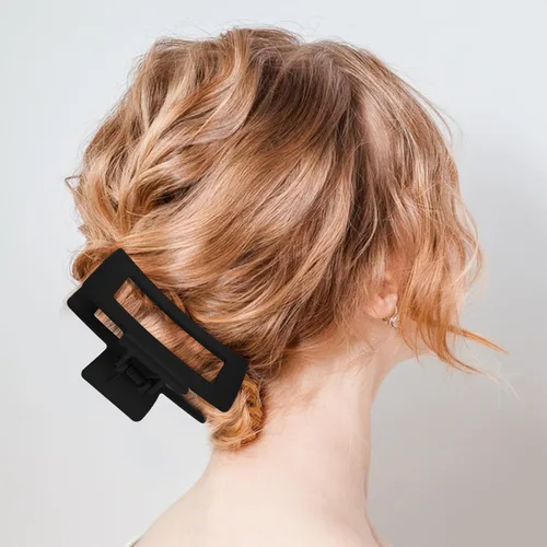 Vista 7 de WLLHYF Pinzas cuadradas de 3.5 pulgadas para el cabello, pasadores mate antideslizantes, horquillas de sujeción fuerte, pinzas de plátano medianas