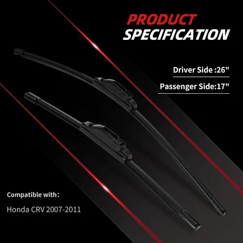 Vista 6 de OTUAYAUTO Escobillas Limpiaparabrisas Premium - Repuesto para Honda CRV 2007-2011 - Ajuste de Precisión, Rendimiento para Todo Clima, Escobillas