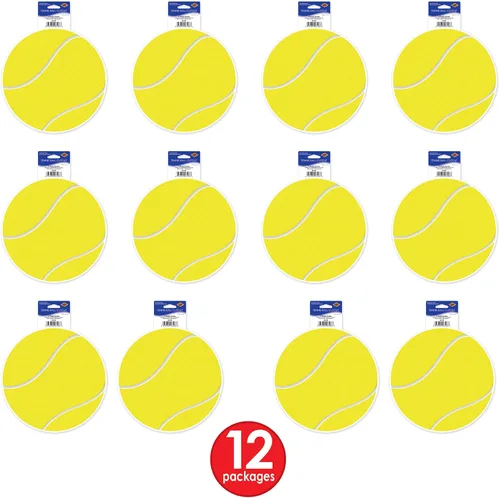 Vista 5 de Beistle , 12 recortes de pelota de tenis, 10 pulgadas (amarillo/blanco)