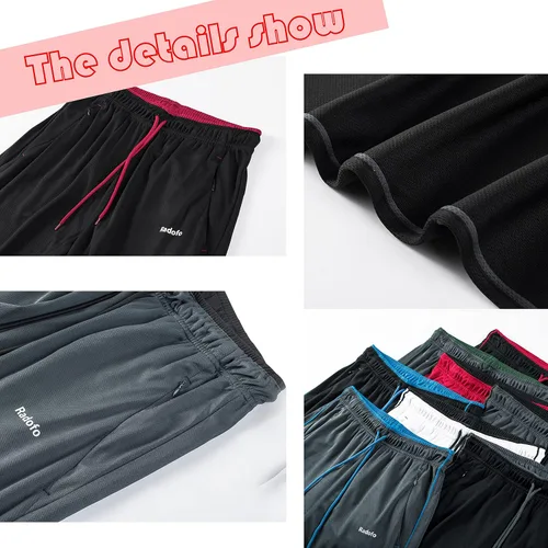 Vista 6 de Radofo Pantalones deportivos para correr, atléticos, casuales, para hombre, ligeros, para entrenamiento, con bolsillos con cremallera, pantalones