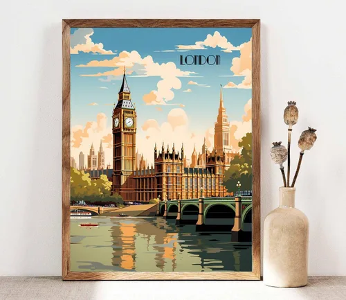 Vista 6 de Turnip Designs 8X10 sin marco Londres Reino Unido Retro City Paisaje Urbano Arte Impresión Póster Ilustración Decoración del Hogar RC002