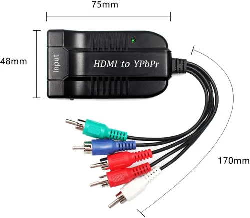 Vista 3 de Convertidor YPbPr HDMI a Macho Escalador, Adaptador HDMI a Video Ypbpr, Convertidor de Componentes HDMI a Escalador con Cable YPBPR Adaptador
