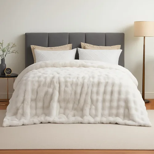 Vista 10 de Amélie Home Manta de Tiro de Piel Sintética para Sofá, Tiro de Felpa Burbuja Ultra Suave y Esponjoso para Sofá, Sala de Estar y Decoración