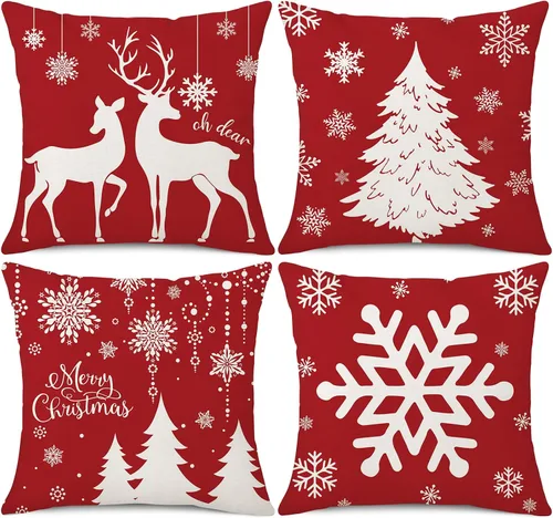 Vista 13 de Fundas de almohada de estilo navideño a cuadros de búfalo negro y blanco 45x45 centímetros (Negro a cuadros de búfalo)