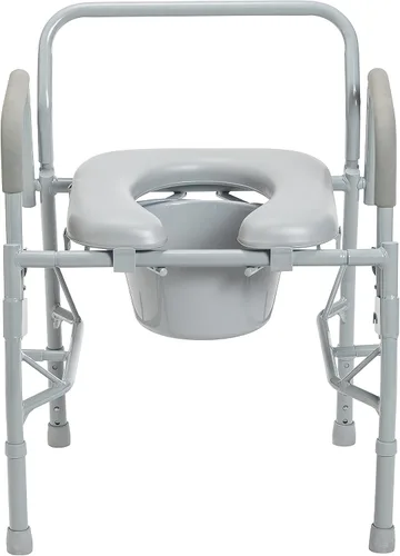 Vista 4 de Drive Medical Silla cómoda para inodoro con asiento acolchado y brazos, gris