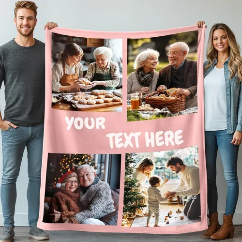 Vista 18 de Mantas personalizadas con 1 foto y texto impreso en Estados Unidos Manta personalizada con imagen de 30 x 40 pulgadas Mantas personalizadas
