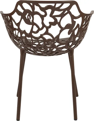 Vista 5 de LeisureMod Devon Collection - Sillas con brazos de comedor forestales, de aluminio para interiores y exteriores, apilables, para comedor, sala