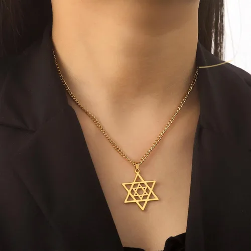 Vista 20 de EUEAVAN Collar con dije de estrella de David contra el mal de ojo de seis puntas con dije de estrella de David, hexagrama demoníaco religioso