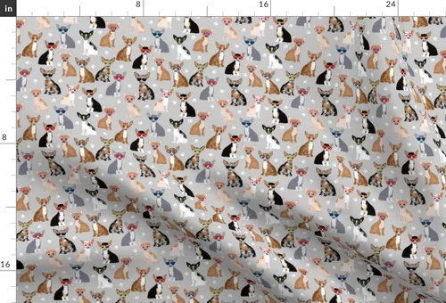 Vista 3 de Spoonflower Tela – Gafas de perro chihuahua gris chihuahuas cachorro hipster amigable mascota impresa en tela de gasa cuarto gordo – costura moda
