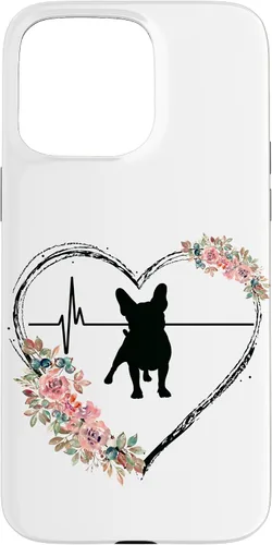 Vista 31 de French Bulldog Heartbeat with Flowers On White Case for iPhone 17