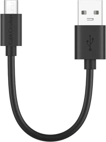 Vista 14 de CableCreation Cable micro USB corto, USB a micro USB 24 AWG cable de carga rápida triple blindado, compatible con PS5/PS4, Raspberry Pi Zero, Negro