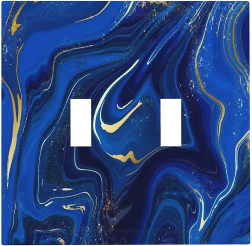 Vista 132 de Cubiertas de Tomacorrientes Mármol Azul Abstracto Textura de Purpurina Dorada 1 Gang Cubierta de Placa de Interruptor de Luz Dúplex Cubiertas