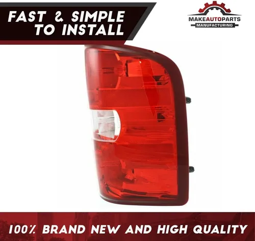 Vista 2 de Conjunto de lámpara de luz de rotura de cola halógena lente roja transparente pasajero lado derecho para Chevy Silverado 1500 2007-2013 y para 2500