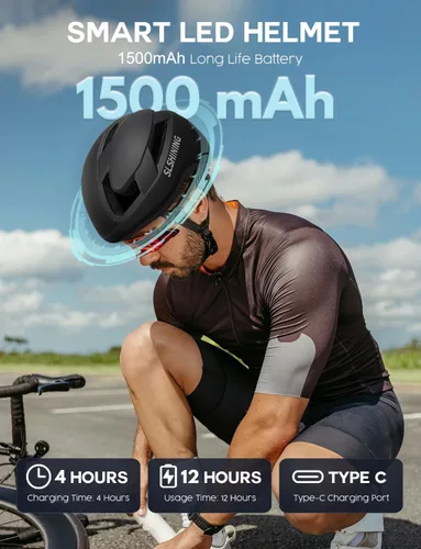 Vista 4 de Casco de bicicleta con luz – Casco de bicicleta con pantalla LED DIY para scooter, bicicleta, monopatín – Casco de pantalla LED con patrones