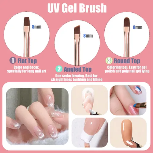Vista 3 de KINGMAS 10 pinceles de arte de uñas, pincel de pintura para limpiar, pincel de dibujo, pincel para delineador de uñas y bolígrafo de punteado de uñas