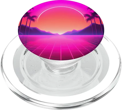 Vista 7 de Retrowave 80s Vaporwave Synthwave Sunrise PopSockets Standard PopGrip