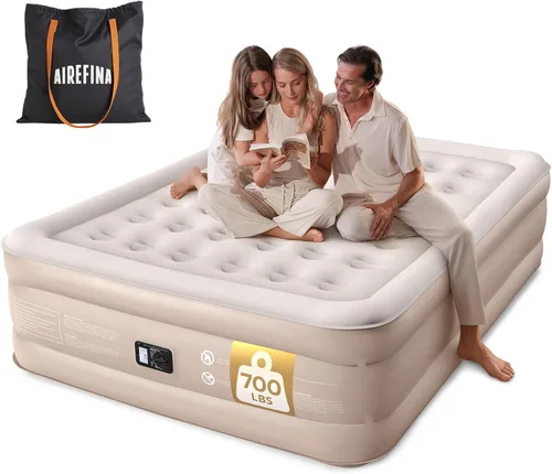 Vista 11 de Airefina Colchón de aire Queen con bomba incorporada, colchón inflable elevado cómodo con bolsa de transporte, cama de aire probada de fugas de 48
