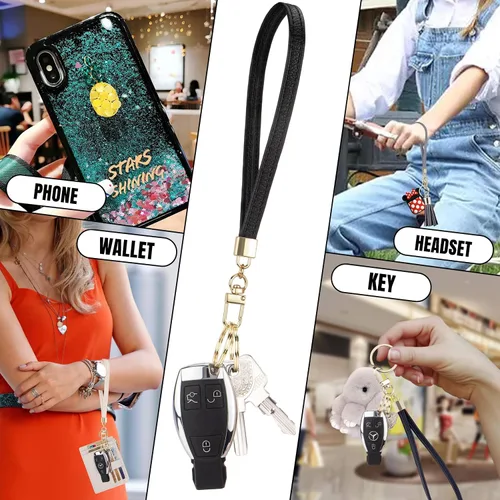 Vista 4 de Cartera con llavero de pulsera para mujer, delgada, con bloqueo Rfid, tarjetero para tarjetas de crédito, cartera de identificación con cremallera