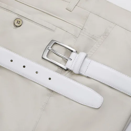 Vista 2 de MILORDE Cinturón de vestir de cuero genuino para hombre, hecho a mano, 100% cuero de vaca, diseños clásicos y modernos para trabajo, negocios y uso