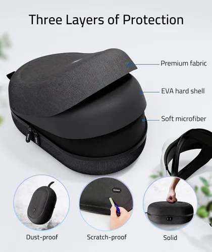 Vista 5 de Syntech Estuche rígido grande con cable de enlace de 16 pies16.4 ft compatible con OculusMeta Quest2