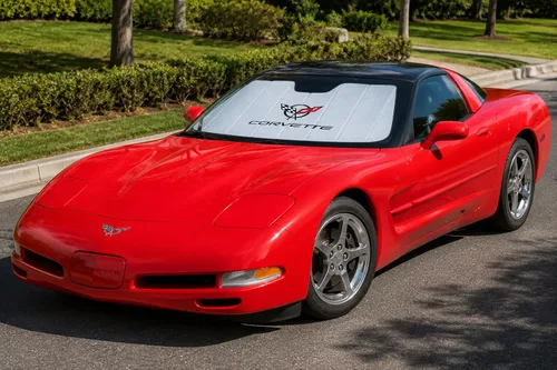 Vista 5 de C5 Corvette Parasol para parabrisas – Parasol reflectante plegable estilo acordeón – Protector de protección contra el calor UV de ajuste