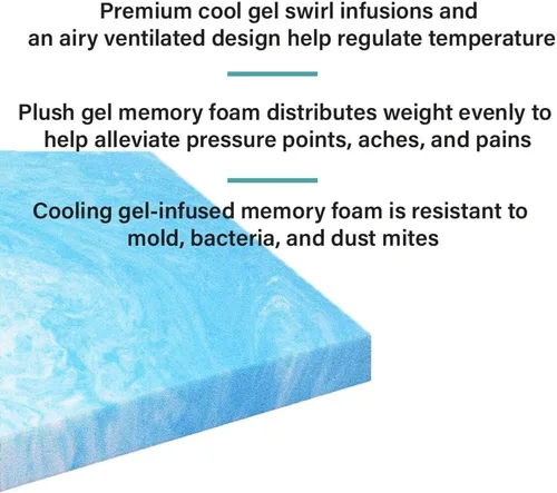 Vista 3 de Foamma Cojín de espuma viscoelástica con gel de enfriamiento de 1 x 36 x 72 pulgadas, protector de colchón de cama, reemplazo de asiento, acolchado