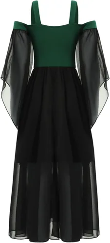 Vista 2 de dPois Disfraz medieval renacentista para niñas, vestido de manga larga, steampunk, gótico, victoriano, corsé de princesa