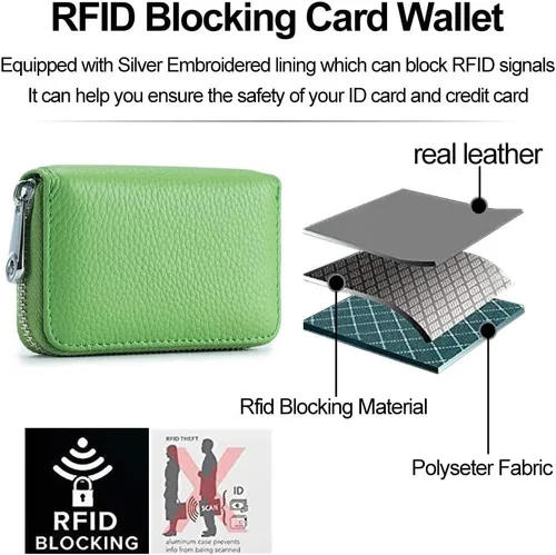 Vista 5 de EASTNIGHTS Cartera de cuero genuino para tarjetas de crédito RFID con cremallera