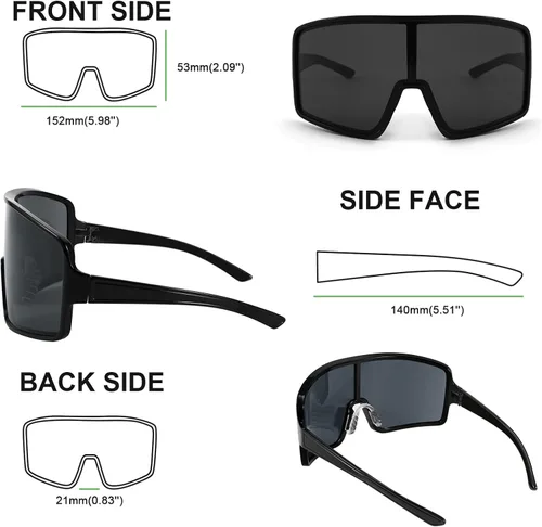 Vista 5 de Karsaer Vision Sports - Gafas de sol de ciclismo de una pieza para exteriores, resistentes al viento, gafas de los años 80, para mujeres y hombres