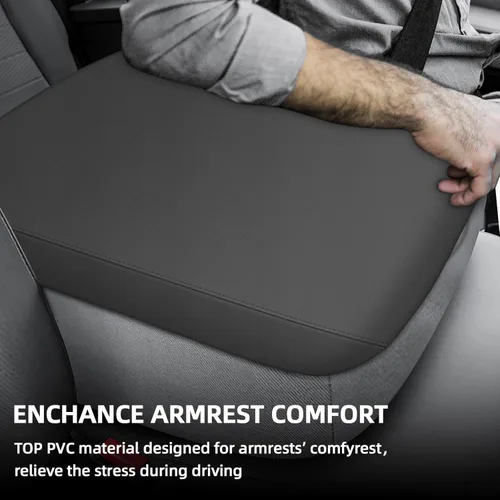 Vista 4 de AOMSAZTO Jumeat - Fundas de consola de asiento para Dodge Ram 1500 2002-2012, fundas para reposabrazos para Dodge Ram 1500, color negro
