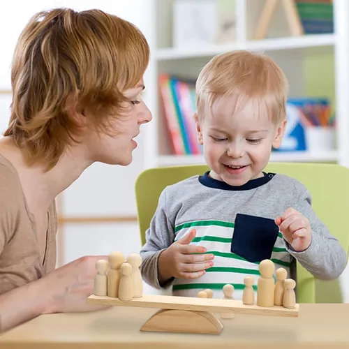 Vista 3 de Juguetes de madera para bebés, juguetes de conteo de equilibrio, juegos de matemáticas, muñecas de madera sin terminar, aprendizaje preescolar