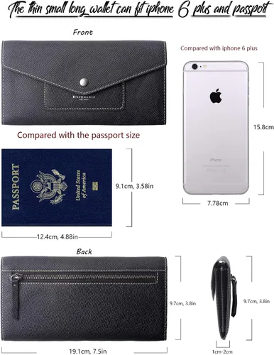 Vista 3 de Cartera de piel para mujer RFID con sobres ultrafinos