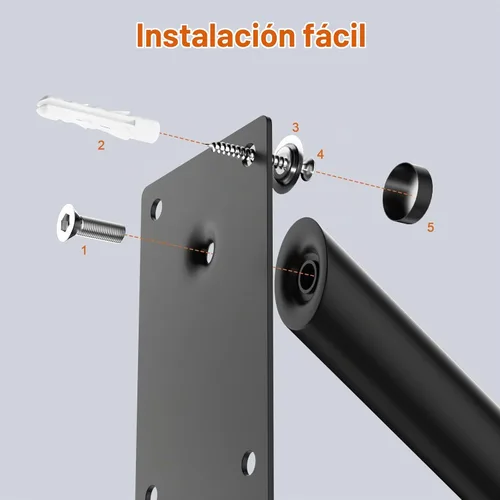 Vista 3 de ZUEXT Pasamanos de acero inoxidable negro aceitado de 28 pulgadas, para 1-5 Negro-2P.