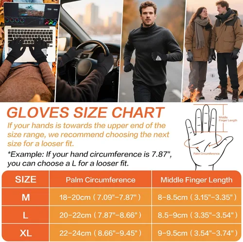 Vista 6 de Guantes de invierno para hombres y mujeres, ligeros y reflectantes, guantes deportivos antideslizantes para pantalla táctil, guantes cálidos