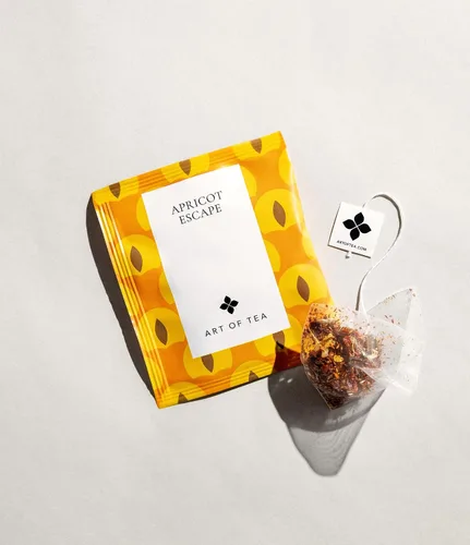 Vista 4 de Art of Tea Apricot Escape - Sin cafeína 50 bolsitas de té piramidales ecológicas