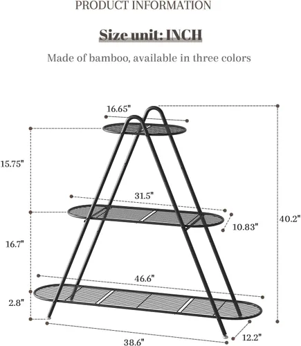 Vista 7 de STDDRE Soporte para plantas de interior, estante alto para plantas al aire libre, estante alto para plantas de 3 niveles, soporte de metal grande