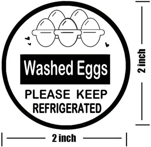Vista 2 de Etiquetas adhesivas redondas de cartón refrigerado de huevos lavados, etiquetas adhesivas redondas de 2 pulgadas para huevos frescos de granja
