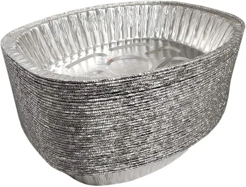 Vista 4 de Bandeja de aluminio ovalada extragrande desechable y duradera para el Día de Acción de Gracias - 100% reciclable: perfecto para, hornear y asar: 15