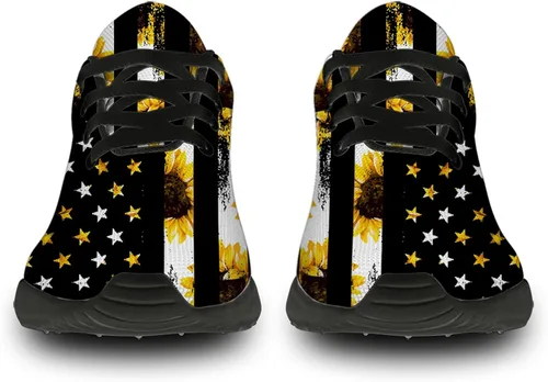Vista 5 de Zapatos de girasol para mujeres y hombres tenis para correr cómodos deportes caminar tenis flores regalos para niño y niña
